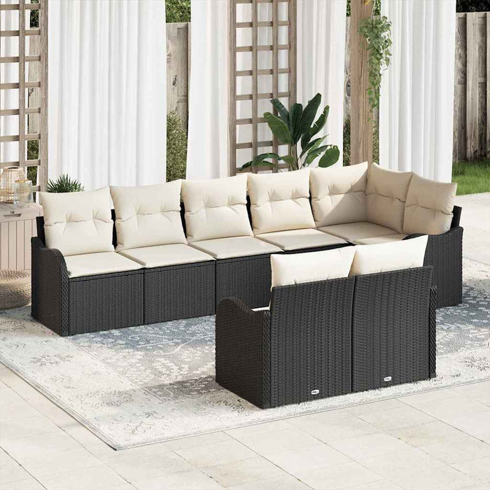 Set de canapele pentru grădină 8 pcs Negru și alb Rattan poli - WALTI WALTI