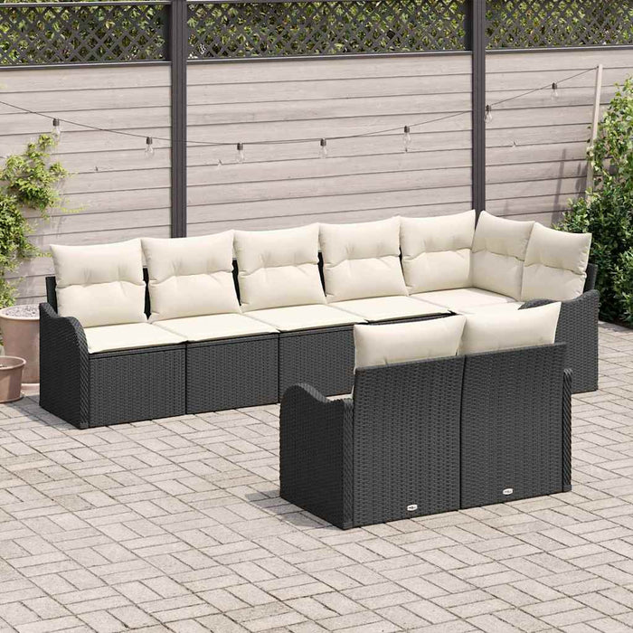 Set de canapele pentru grădină 8 pcs Negru și alb Rattan poli - WALTI WALTI