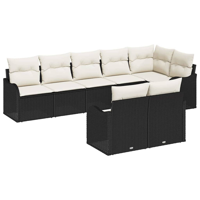 Set de canapele pentru grădină 8 pcs Negru și alb Rattan poli - WALTI WALTI