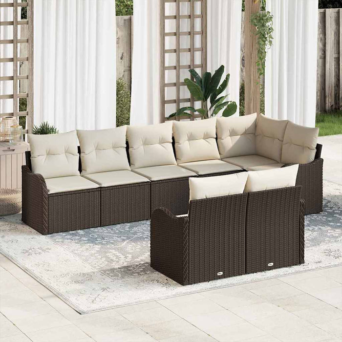 Set de canapele pentru grădină 8 pcs maro și alb Rattan poli - WALTI WALTI
