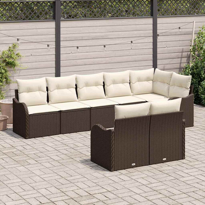 Set de canapele pentru grădină 8 pcs maro și alb Rattan poli - WALTI WALTI