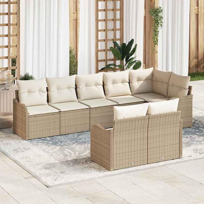 Set de canapele pentru grădină 8 pcs Bej, alb Rattan poli - WALTI WALTI
