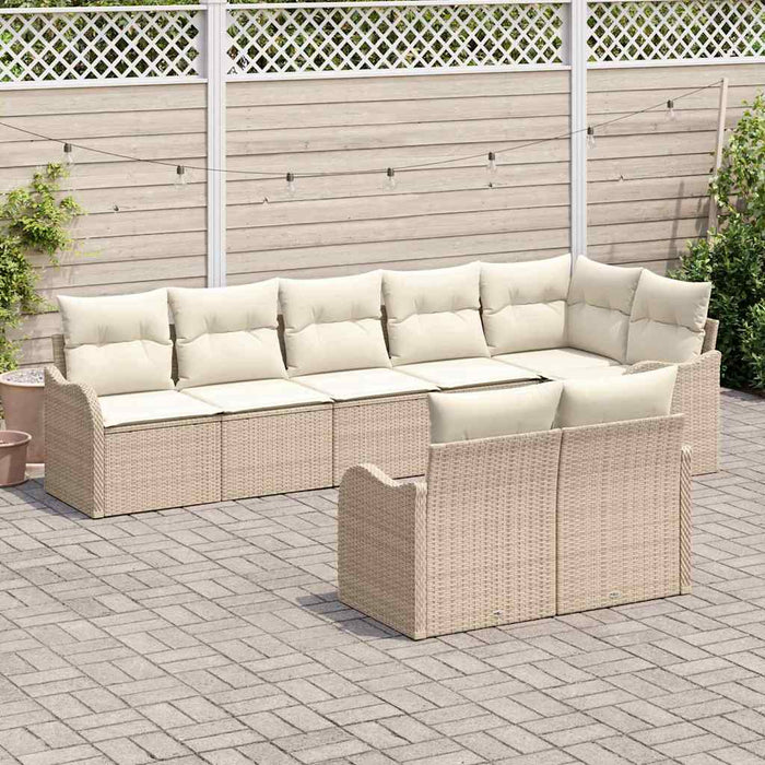 Set de canapele pentru grădină 8 pcs Bej, alb Rattan poli - WALTI WALTI