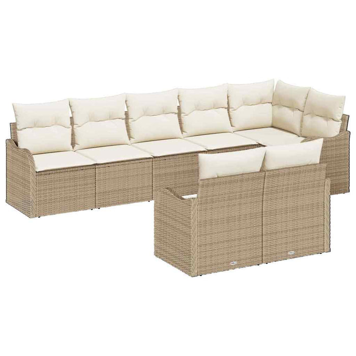 Set de canapele pentru grădină 8 pcs Bej, alb Rattan poli - WALTI WALTI