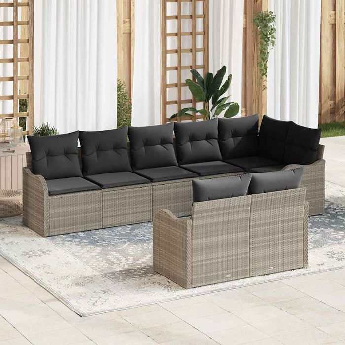 Set de canapele pentru grădină 8 pcs Gri deschis Rattan poli - WALTI WALTI