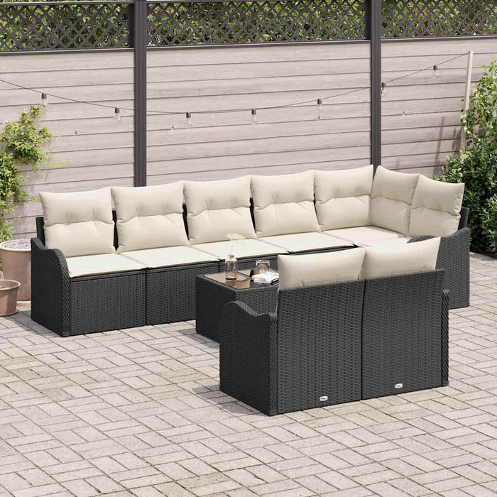 Set de canapele pentru grădină 9 pcs Negru și alb Rattan poli - WALTI WALTI