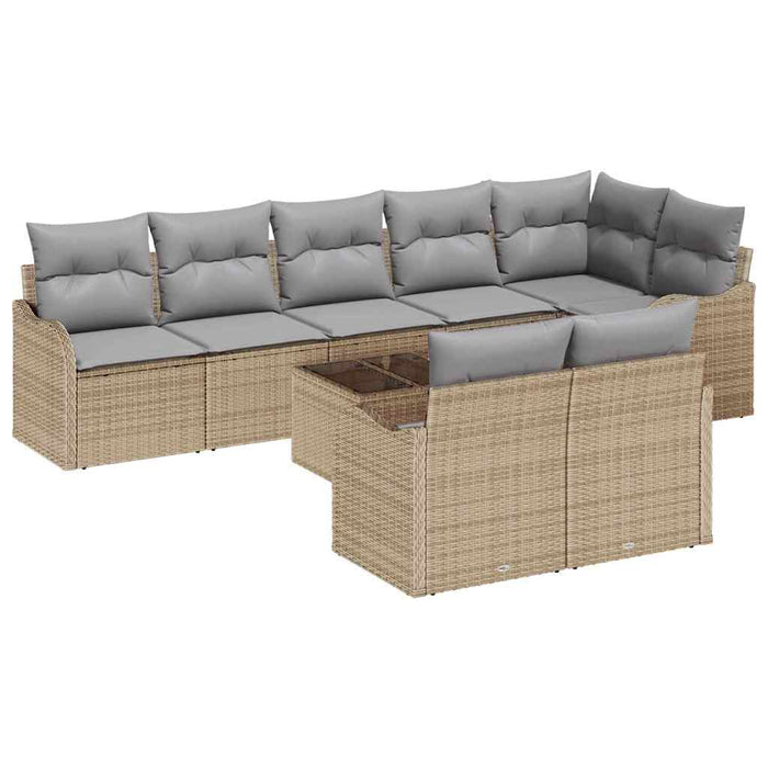 Set de canapele pentru grădină 9 pcs bej și gri deschis - WALTI WALTI