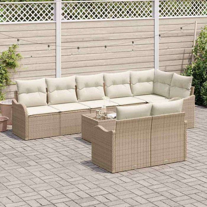 Set de canapele pentru grădină 9 pcs Bej, alb Rattan poli - WALTI WALTI