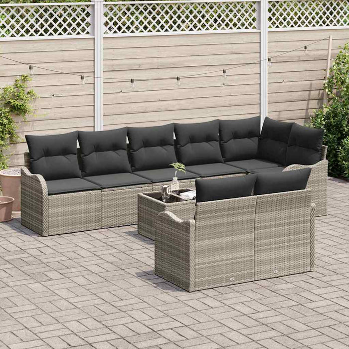 Set de canapele pentru grădină 9 pcs Gri deschis Rattan poli - WALTI WALTI