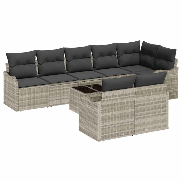 Set de canapele pentru grădină 9 pcs Gri deschis Rattan poli - WALTI WALTI