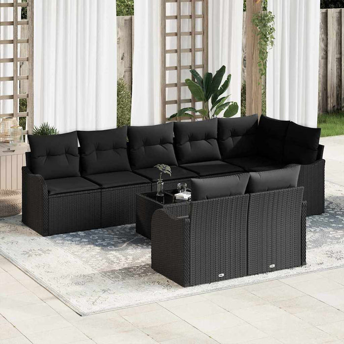 Set de canapele pentru grădină cu pernă 9 pcs Negru Rattan poli - WALTI WALTI