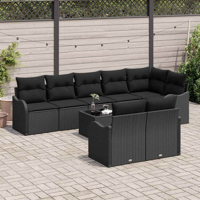 Set de canapele pentru grădină cu pernă 9 pcs Negru Rattan poli - WALTI WALTI