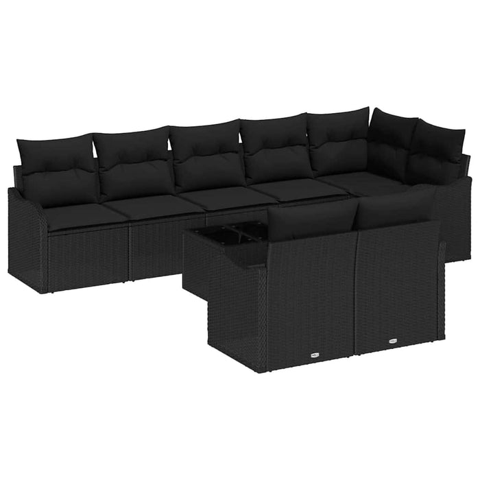 Set de canapele pentru grădină cu pernă 9 pcs Negru Rattan poli - WALTI WALTI