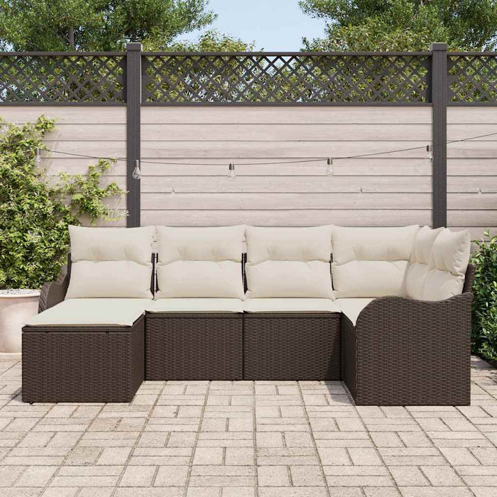 Set de canapele pentru grădină 6 pcs maro și alb Rattan poli - WALTI WALTI
