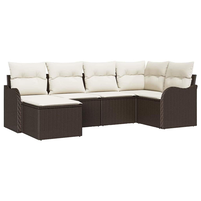 Set de canapele pentru grădină 6 pcs maro și alb Rattan poli - WALTI WALTI