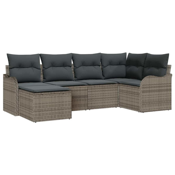 Set de canapele pentru grădină cu pernă 6 pcs Gri Rattan poli - WALTI WALTI