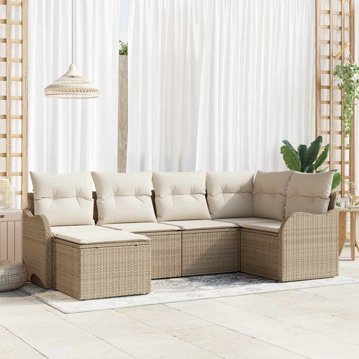 Set de canapele pentru grădină 6 pcs Bej, alb Rattan poli - WALTI WALTI