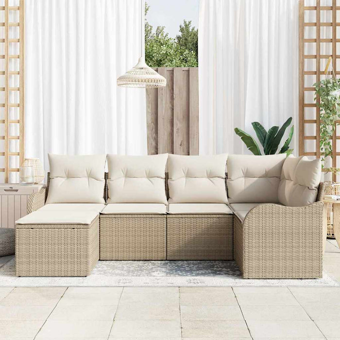 Set de canapele pentru grădină 6 pcs Bej, alb Rattan poli - WALTI WALTI