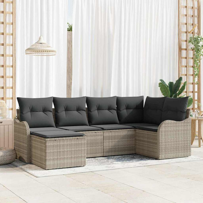 Set de canapele pentru grădină 6 pcs Gri deschis Rattan poli - WALTI WALTI