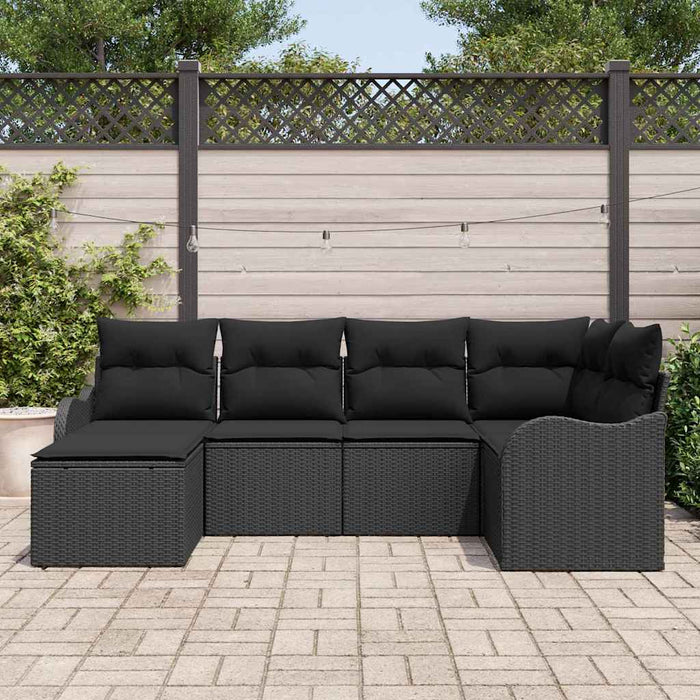 Set de canapele pentru grădină cu pernă 6 pcs Negru Rattan poli - WALTI WALTI