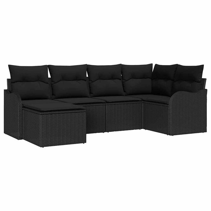 Set de canapele pentru grădină cu pernă 6 pcs Negru Rattan poli - WALTI WALTI