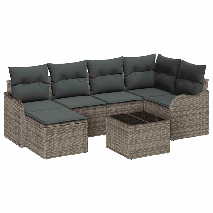 Set de canapele pentru grădină cu pernă 7 pcs Gri Rattan poli - WALTI WALTI