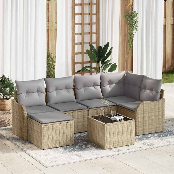 Set de canapele pentru grădină 7 pcs bej și gri deschis - WALTI WALTI