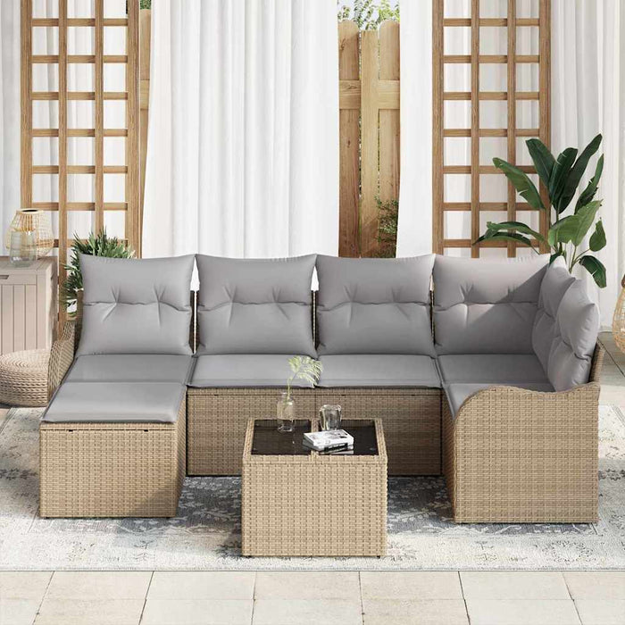 Set de canapele pentru grădină 7 pcs bej și gri deschis - WALTI WALTI