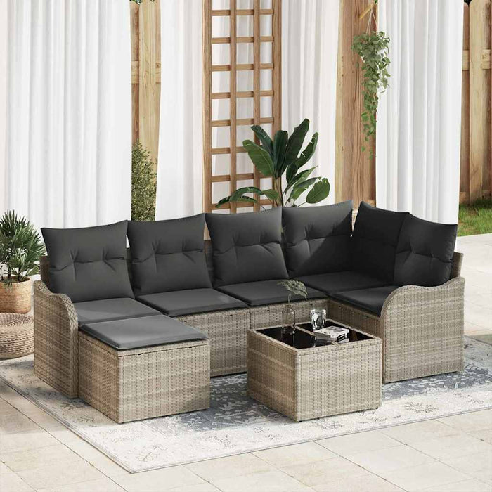Set de canapele pentru grădină 7 pcs Gri deschis Rattan poli - WALTI WALTI
