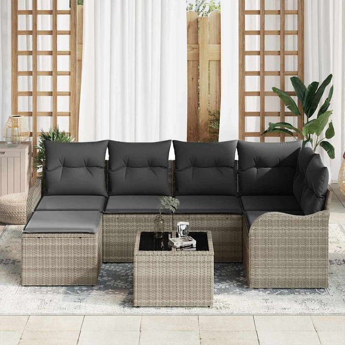 Set de canapele pentru grădină 7 pcs Gri deschis Rattan poli - WALTI WALTI