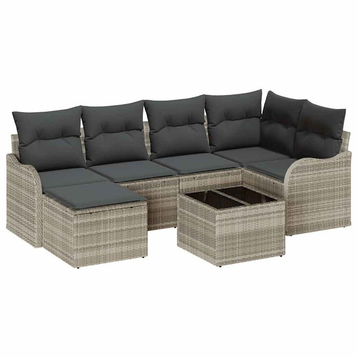 Set de canapele pentru grădină 7 pcs Gri deschis Rattan poli - WALTI WALTI