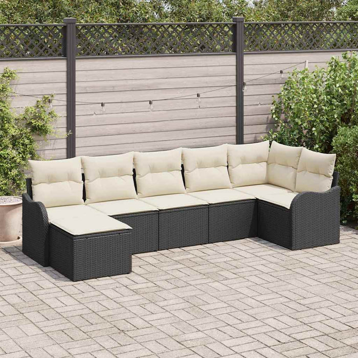 Set de canapele pentru grădină 7 pcs Negru și alb Rattan poli - WALTI WALTI