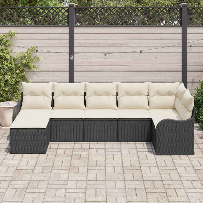 Set de canapele pentru grădină 7 pcs Negru și alb Rattan poli - WALTI WALTI