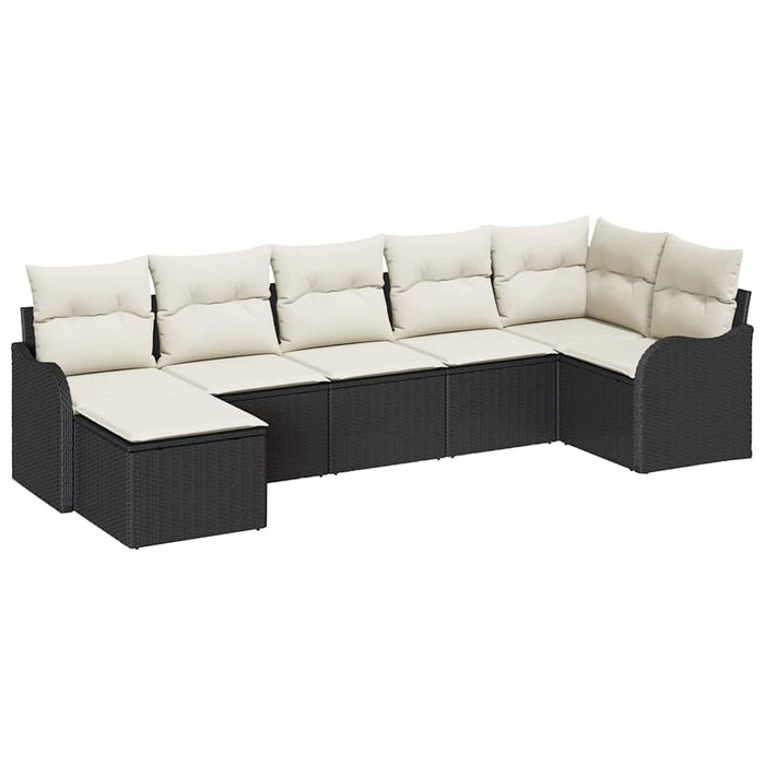 Set de canapele pentru grădină 7 pcs Negru și alb Rattan poli - WALTI WALTI