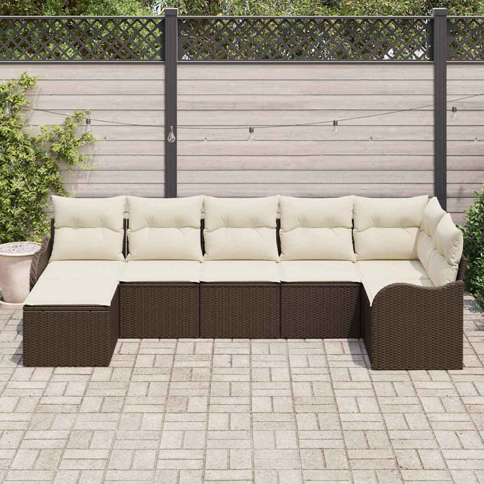 Set de canapele pentru grădină 7 pcs maro și alb Rattan poli - WALTI WALTI