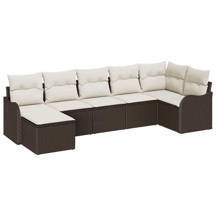 Set de canapele pentru grădină 7 pcs maro și alb Rattan poli - WALTI WALTI