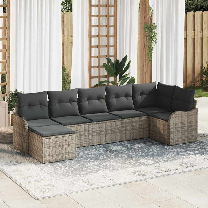Set de canapele pentru grădină 7 pcs Gri poliratan - WALTI WALTI