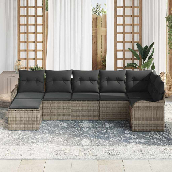 Set de canapele pentru grădină 7 pcs Gri poliratan - WALTI WALTI