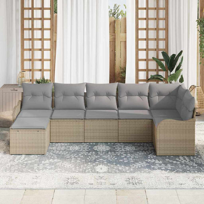 Set de canapele pentru grădină 7 buc. Beige și gri deschis WALTI