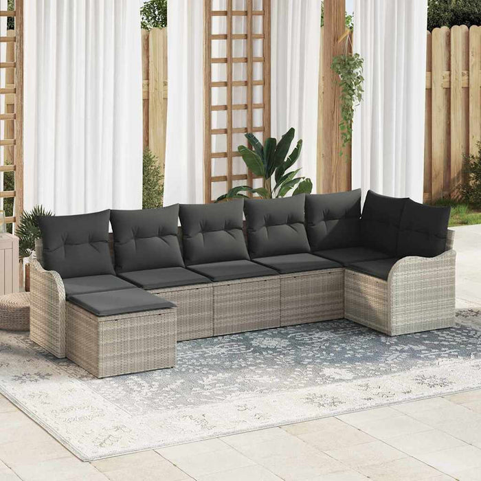 Set de canapele pentru grădină 7 pcs Gri deschis Rattan poli - WALTI WALTI