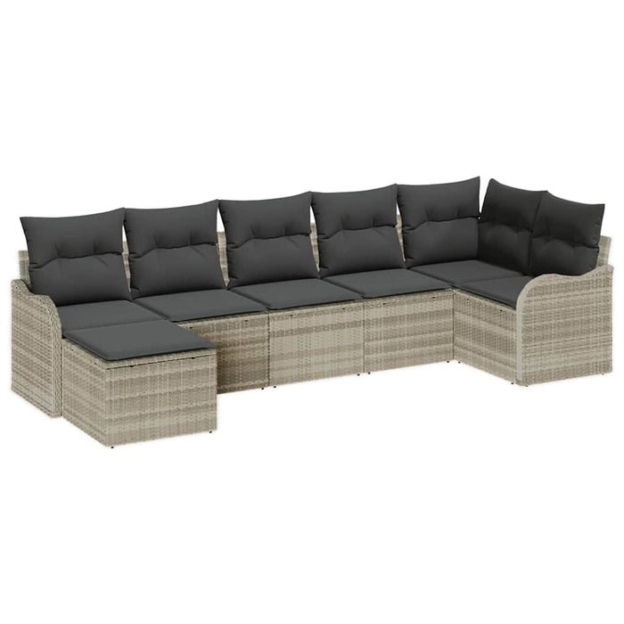 Set de canapele pentru grădină 7 pcs Gri deschis Rattan poli - WALTI WALTI