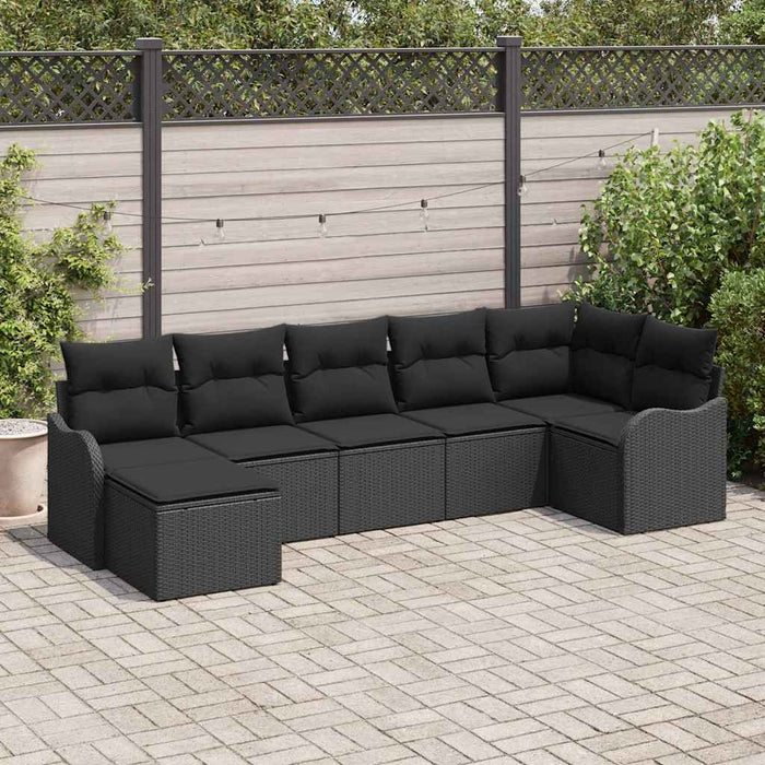Set de canapele pentru grădină cu pernă 7 pcs Negru Rattan poli - WALTI WALTI