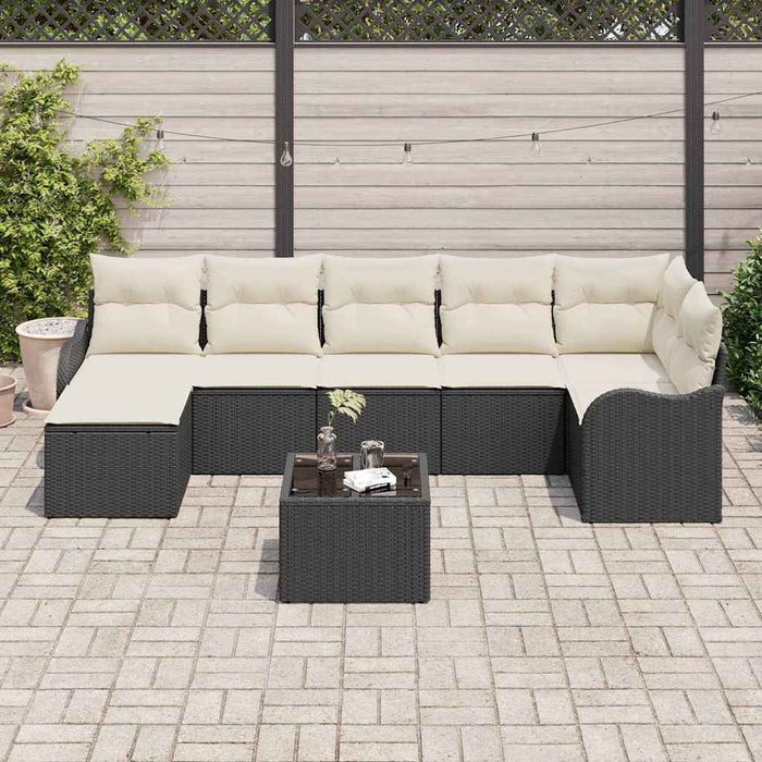Set de canapele pentru grădină 8 pcs Negru și alb Rattan poli - WALTI WALTI