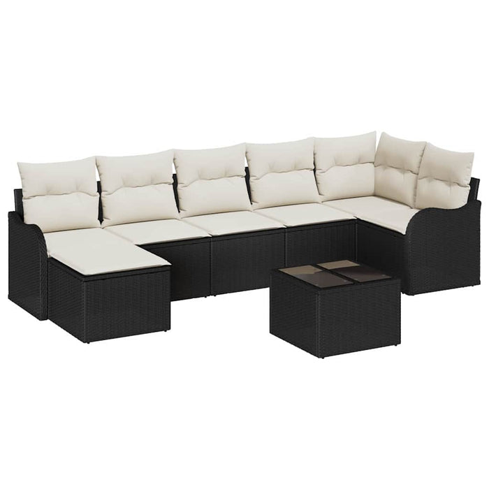 Set de canapele pentru grădină 8 pcs Negru și alb Rattan poli - WALTI WALTI