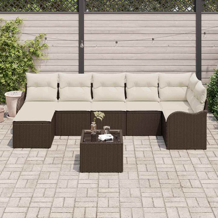 Set de canapele pentru grădină 8 pcs maro și alb Rattan poli - WALTI WALTI