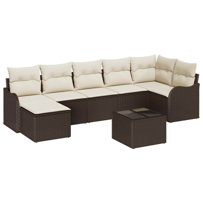 Set de canapele pentru grădină 8 pcs maro și alb Rattan poli - WALTI WALTI
