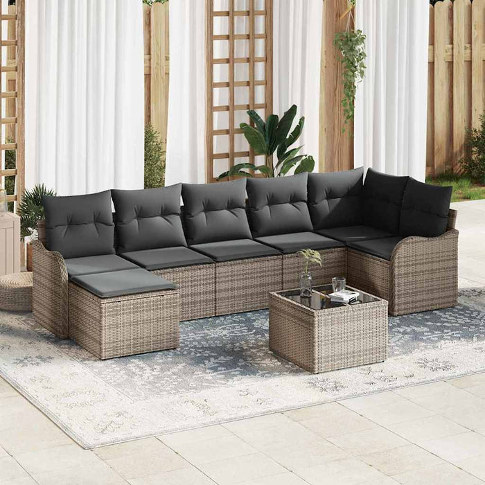 Set de canapele pentru grădină cu pernă 8 pcs Gri Rattan poli - WALTI WALTI