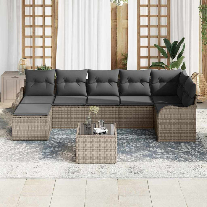Set de canapele pentru grădină cu pernă 8 pcs Gri Rattan poli - WALTI WALTI