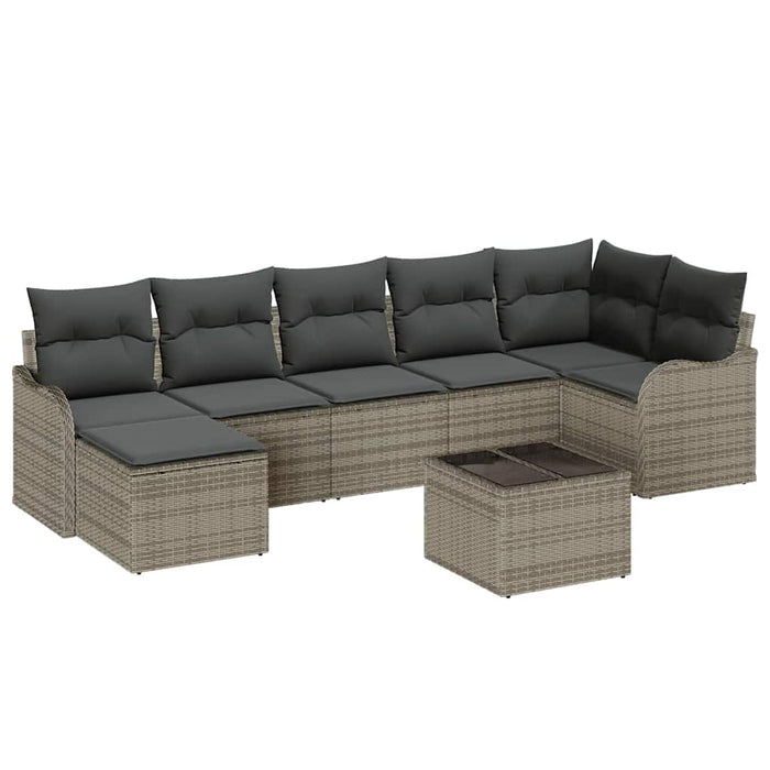 Set de canapele pentru grădină cu pernă 8 pcs Gri Rattan poli - WALTI WALTI