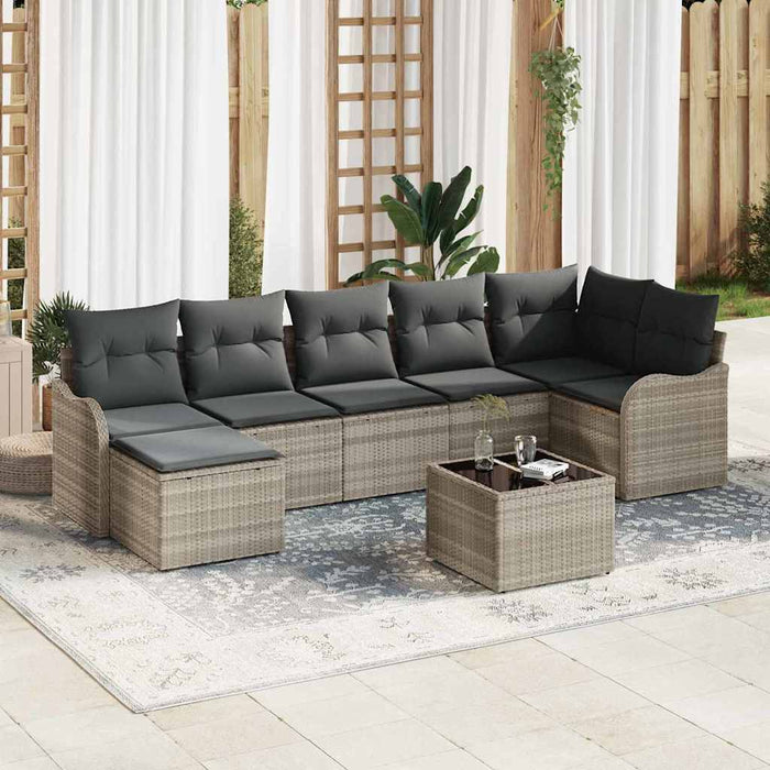 Set de canapele pentru grădină 8 pcs Gri deschis Rattan poli - WALTI WALTI